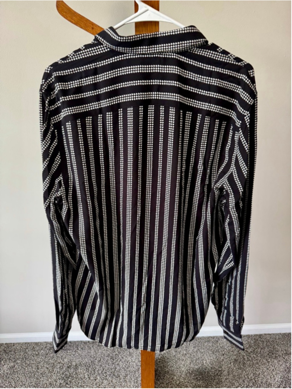 Men's The Kooples PDP Lines Black & White Dot/Stripe Button Down Shirt M NWT - Picture 13 of 16